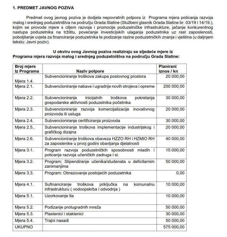 JAVNI POZIV Za Podnošenje Prijava Za Dodjelu Bespovratnih Potpora Iz ...